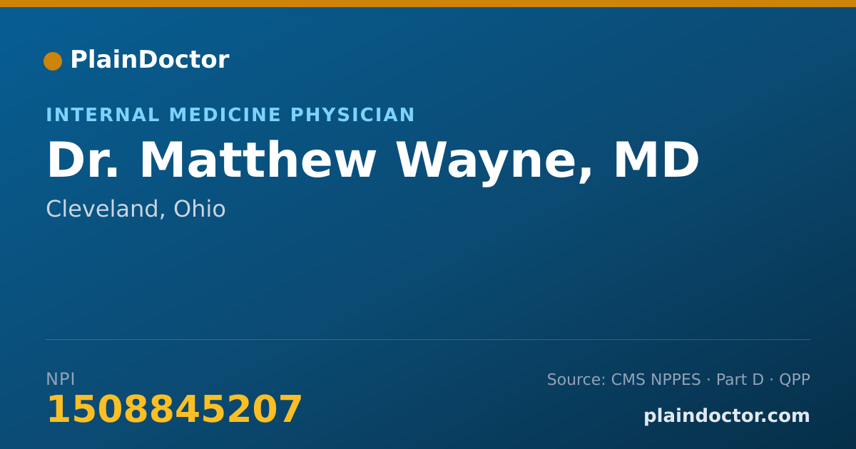 Shareable card for Matthew Wayne, MD - Internal Medicine Physician, Cleveland, OH