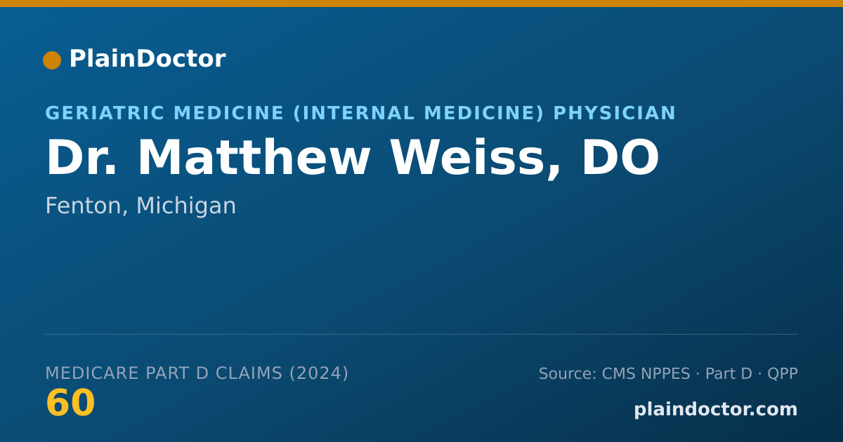 Shareable card for Matthew Weiss, DO - Geriatric Medicine (Internal Medicine) Physician, Fenton, MI