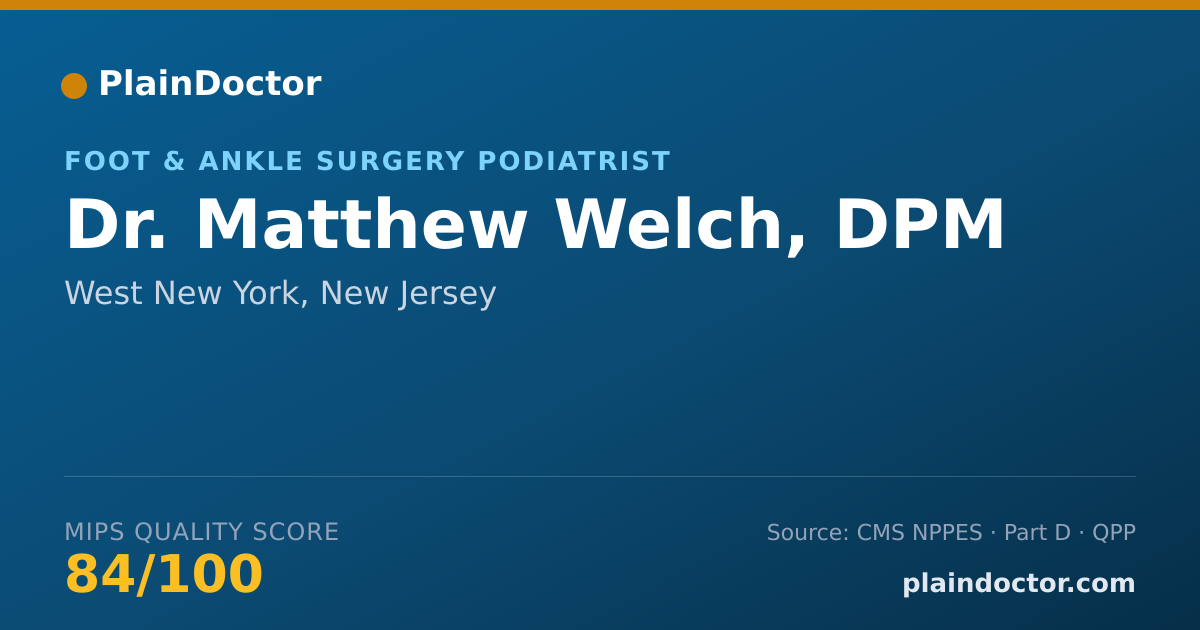 Shareable card for Matthew Welch, DPM - Foot & Ankle Surgery Podiatrist, West New York, NJ