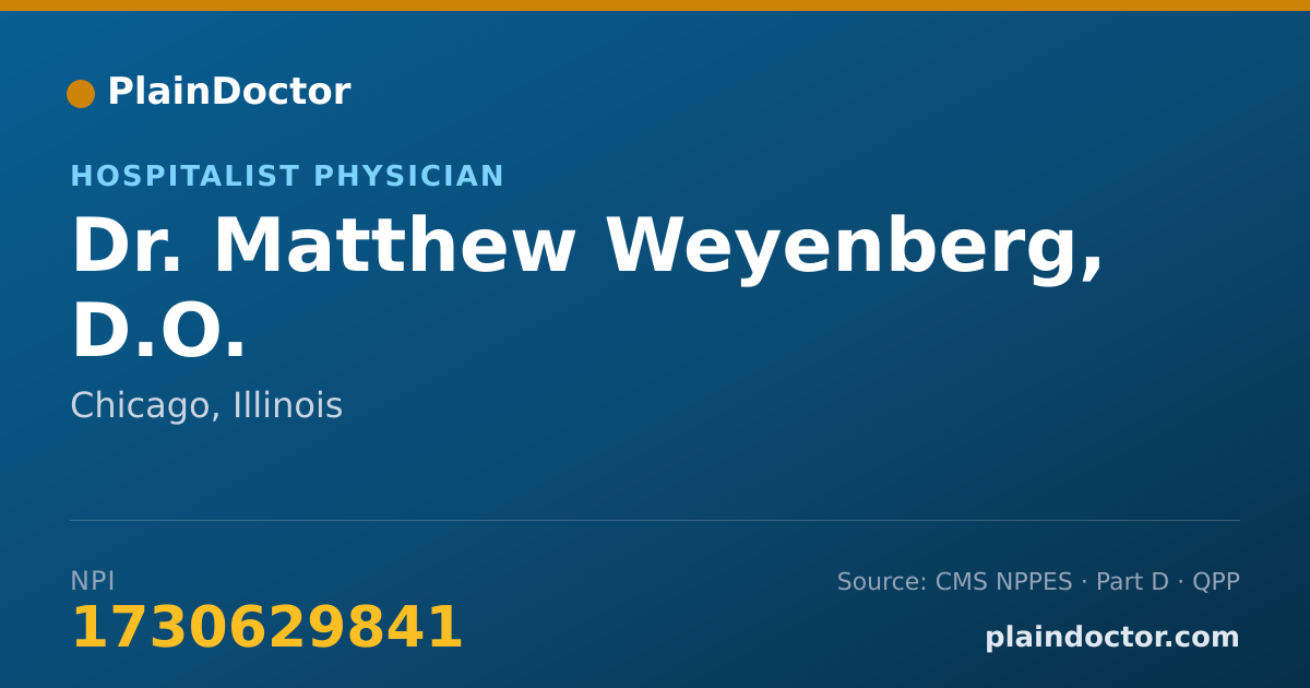 Shareable card for Matthew Weyenberg, D.O. - Hospitalist Physician, Chicago, IL
