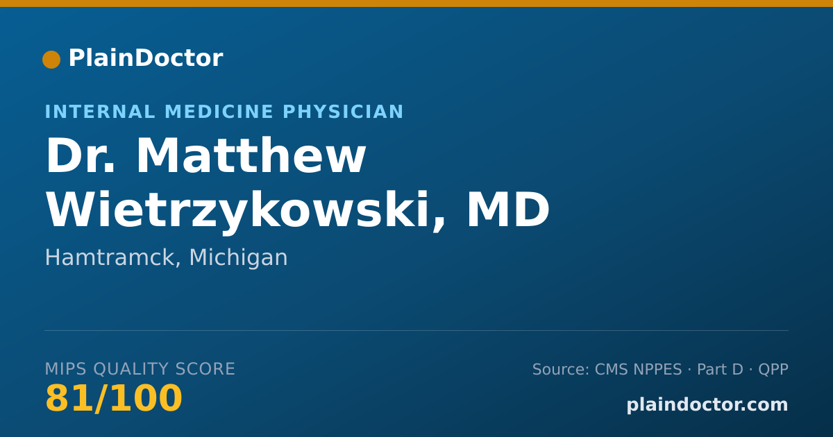 Shareable card for Matthew Wietrzykowski, MD - Internal Medicine Physician, Hamtramck, MI