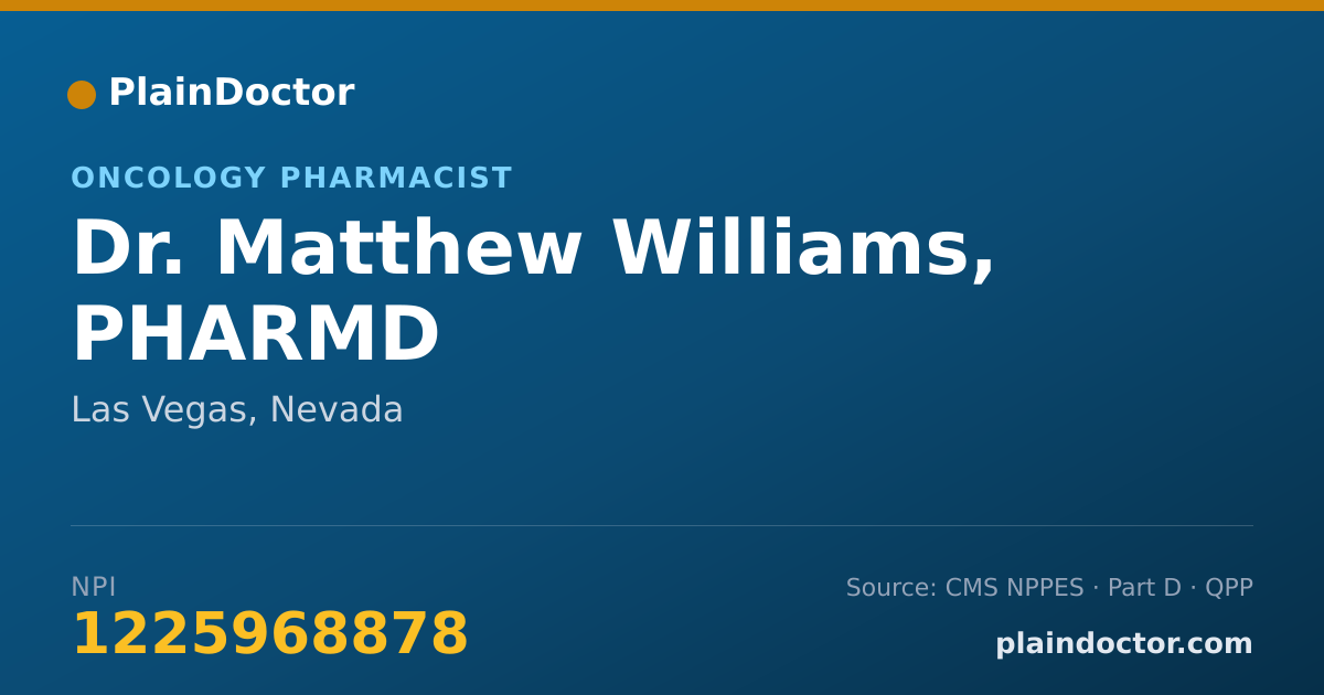 Shareable card for Matthew Williams, PHARMD - Oncology Pharmacist, Las Vegas, NV