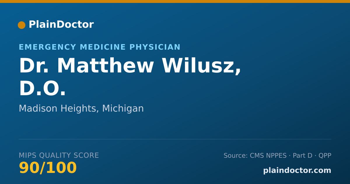 Shareable card for Matthew Wilusz, D.O. - Emergency Medicine Physician, Madison Heights, MI