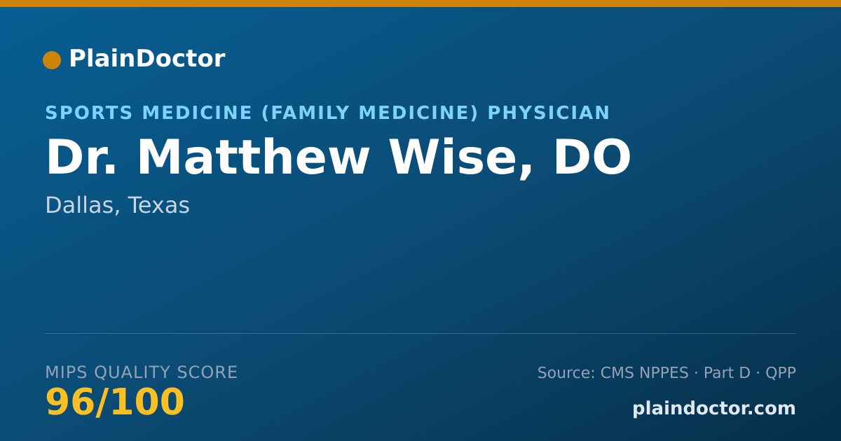 Shareable card for Matthew Wise, DO - Sports Medicine (Family Medicine) Physician, Dallas, TX