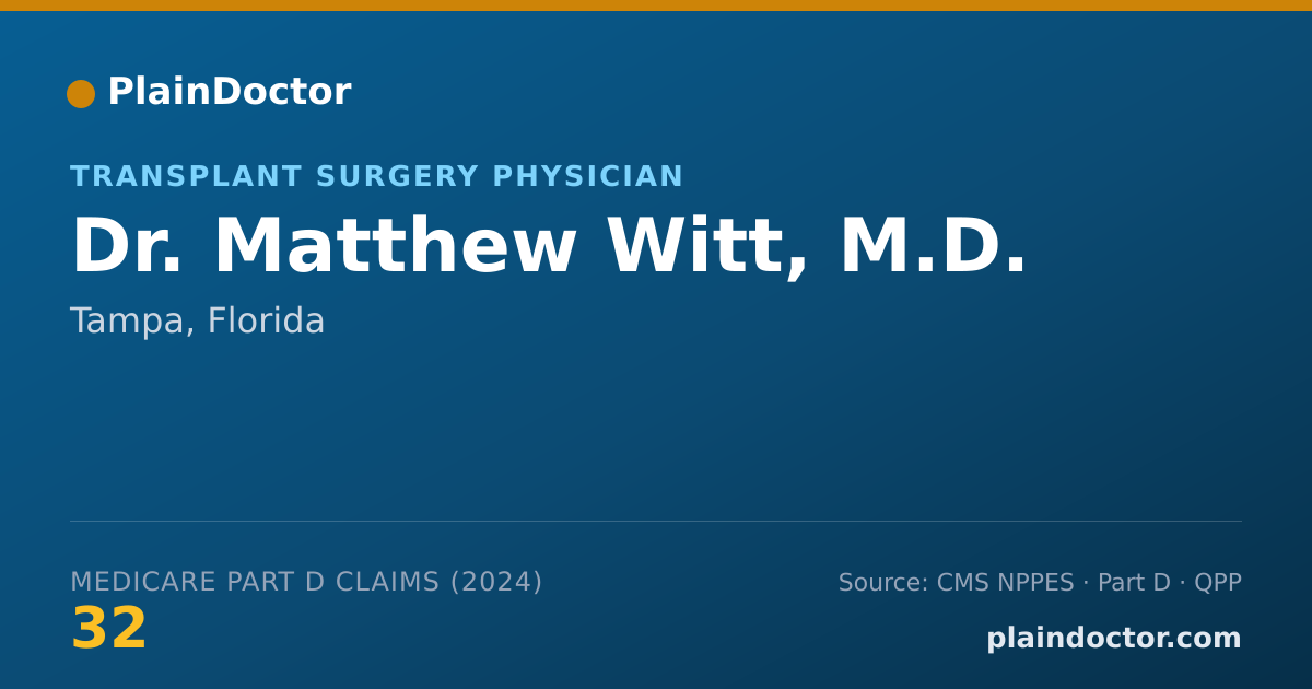 Shareable card for Matthew Witt, M.D. - Surgery Physician, Tampa, FL