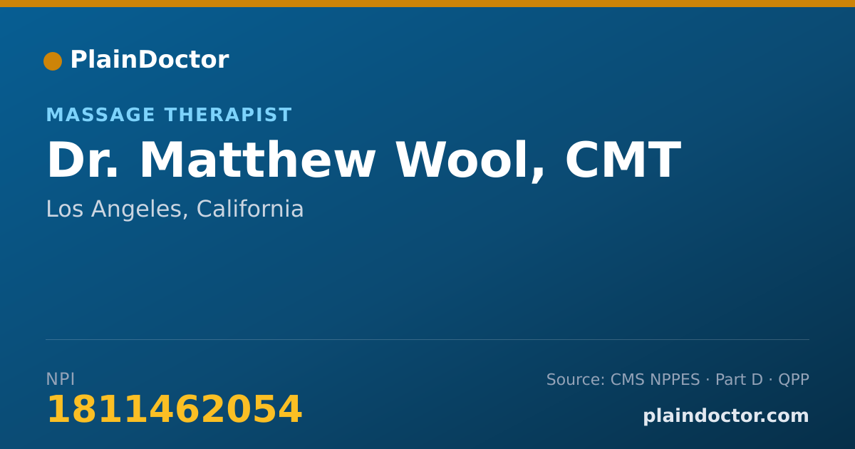 Shareable card for Matthew Wool, CMT - Massage Therapist, Los Angeles, CA