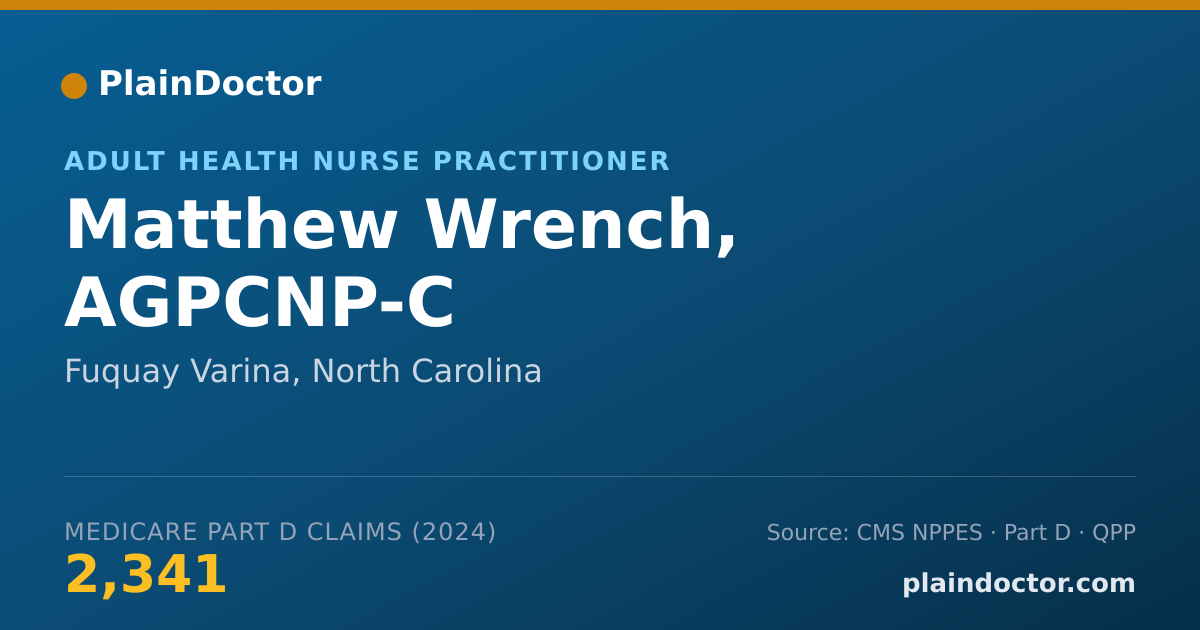Shareable card for Matthew Wrench, AGPCNP-C - Adult Health Nurse Practitioner, Fuquay Varina, NC