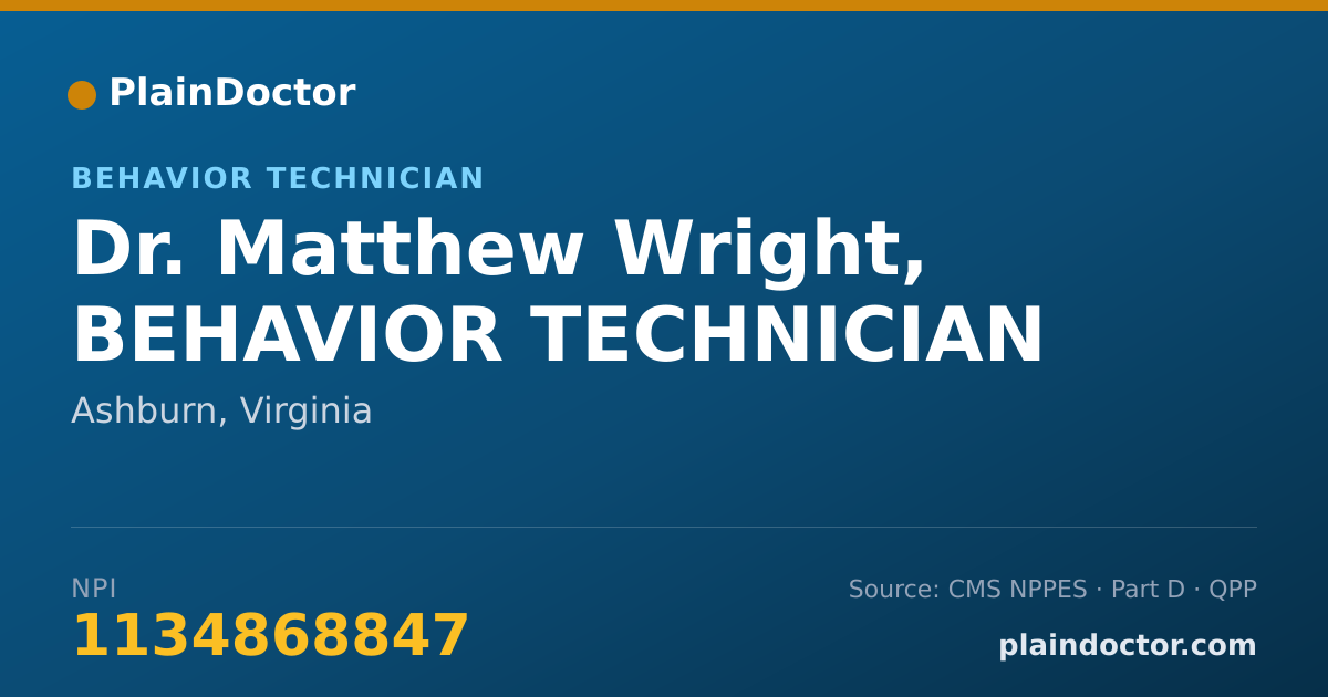 Shareable card for Matthew Wright, BEHAVIOR TECHNICIAN - Behavior Technician, Ashburn, VA