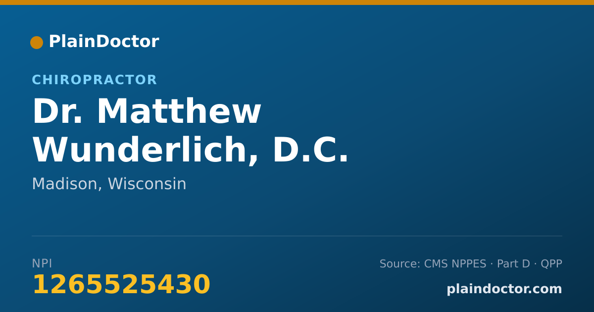 Shareable card for Matthew Wunderlich, D.C. - Chiropractor, Madison, WI