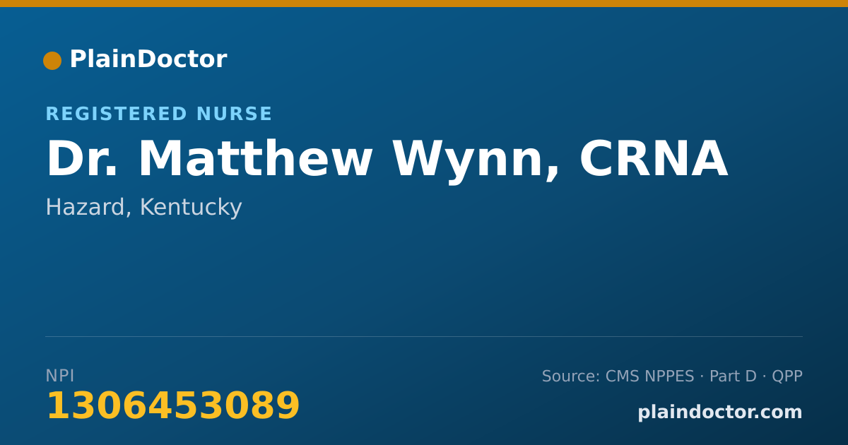 Shareable card for Matthew Wynn, CRNA - Registered Nurse, Hazard, KY