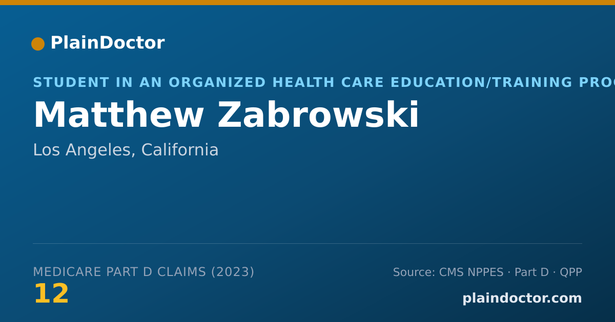 Shareable card for Matthew Zabrowski - Student in an Organized Health Care Education/Training Program, Los Angeles, CA