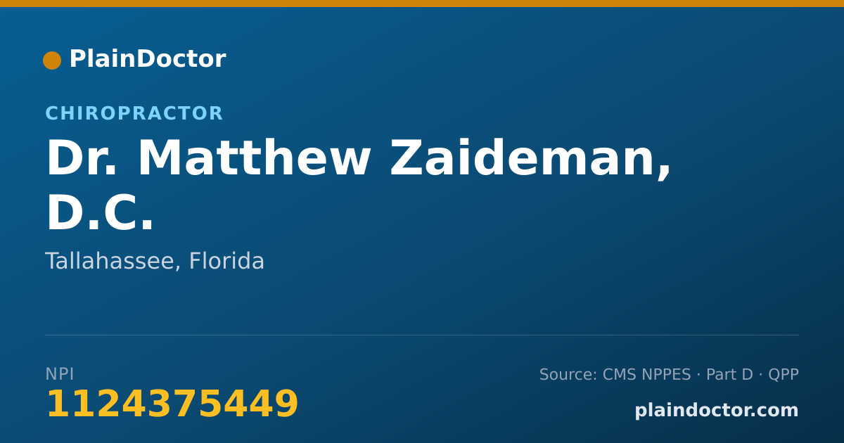 Shareable card for Matthew Zaideman, D.C. - Chiropractor, Tallahassee, FL