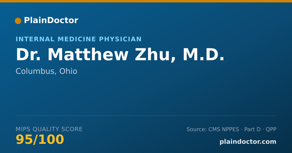 Shareable card for Matthew Zhu, M.D. - Internal Medicine Physician, Columbus, OH