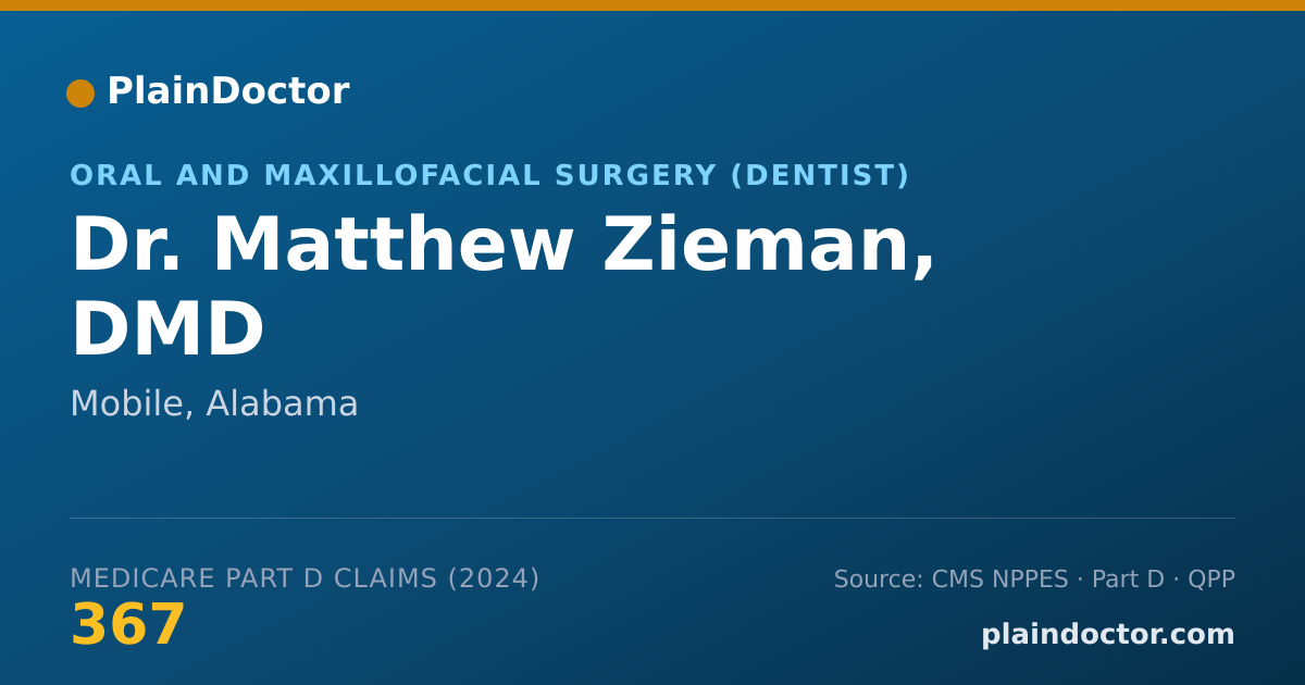 Shareable card for Matthew Zieman, DMD - Oral and Maxillofacial Surgery (Dentist), Mobile, AL