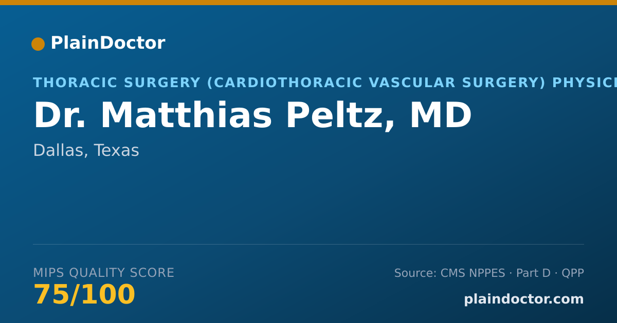 Shareable card for Matthias Peltz, MD - Thoracic Surgery (Cardiothoracic Vascular Surgery) Physician, Dallas, TX