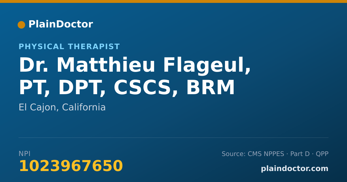 Shareable card for Matthieu Flageul, PT, DPT, CSCS, BRM - Physical Therapist, El Cajon, CA
