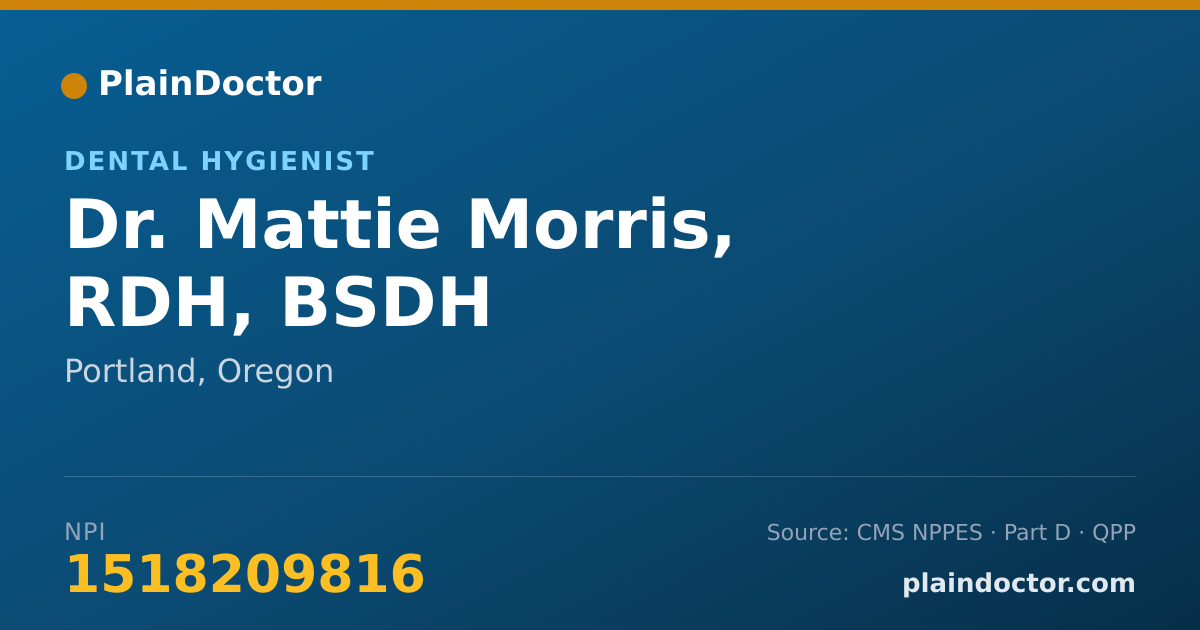 Shareable card for Mattie Morris, RDH, BSDH - Dental Hygienist, Portland, OR