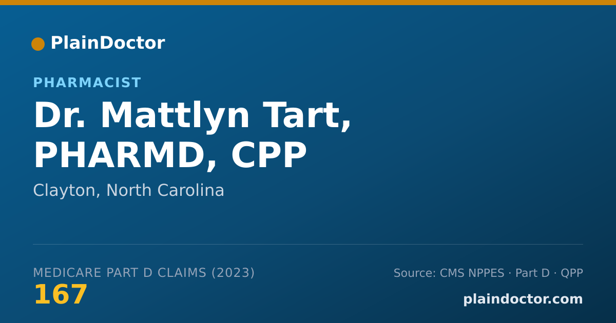 Shareable card for Mattlyn Tart, PHARMD, CPP - Pharmacist, Clayton, NC