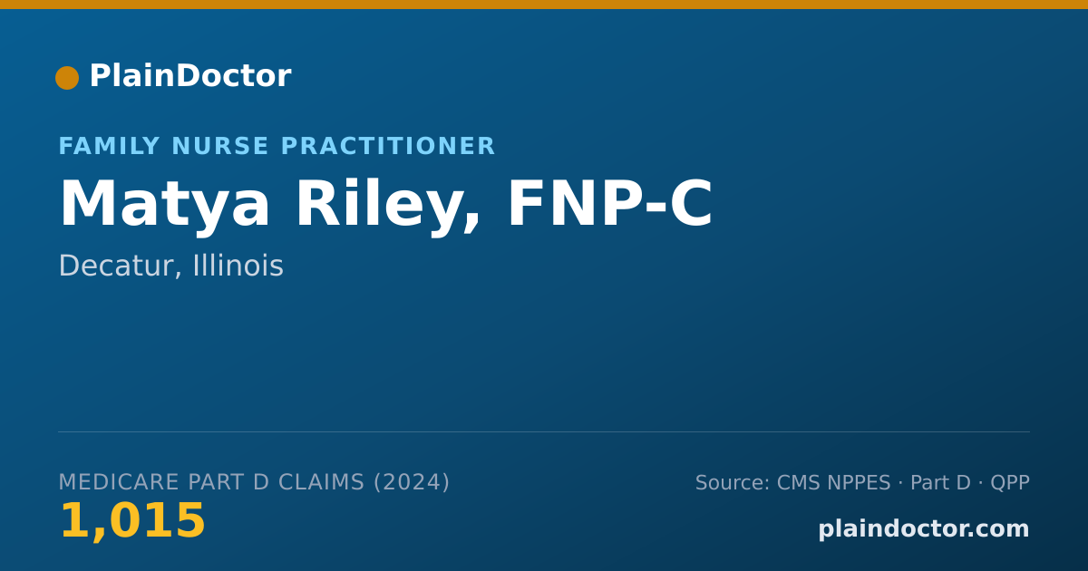 Shareable card for Matya Riley, FNP-C - Family Nurse Practitioner, Decatur, IL