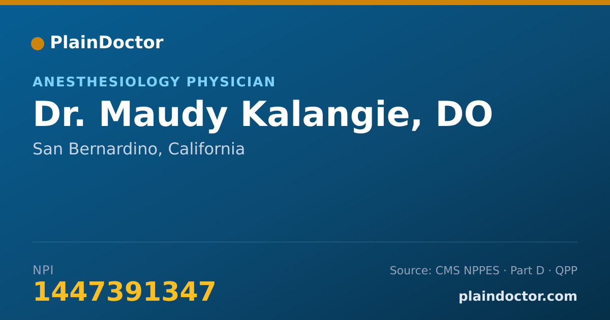 Shareable card for Maudy Kalangie, DO - Anesthesiology Physician, San Bernardino, CA