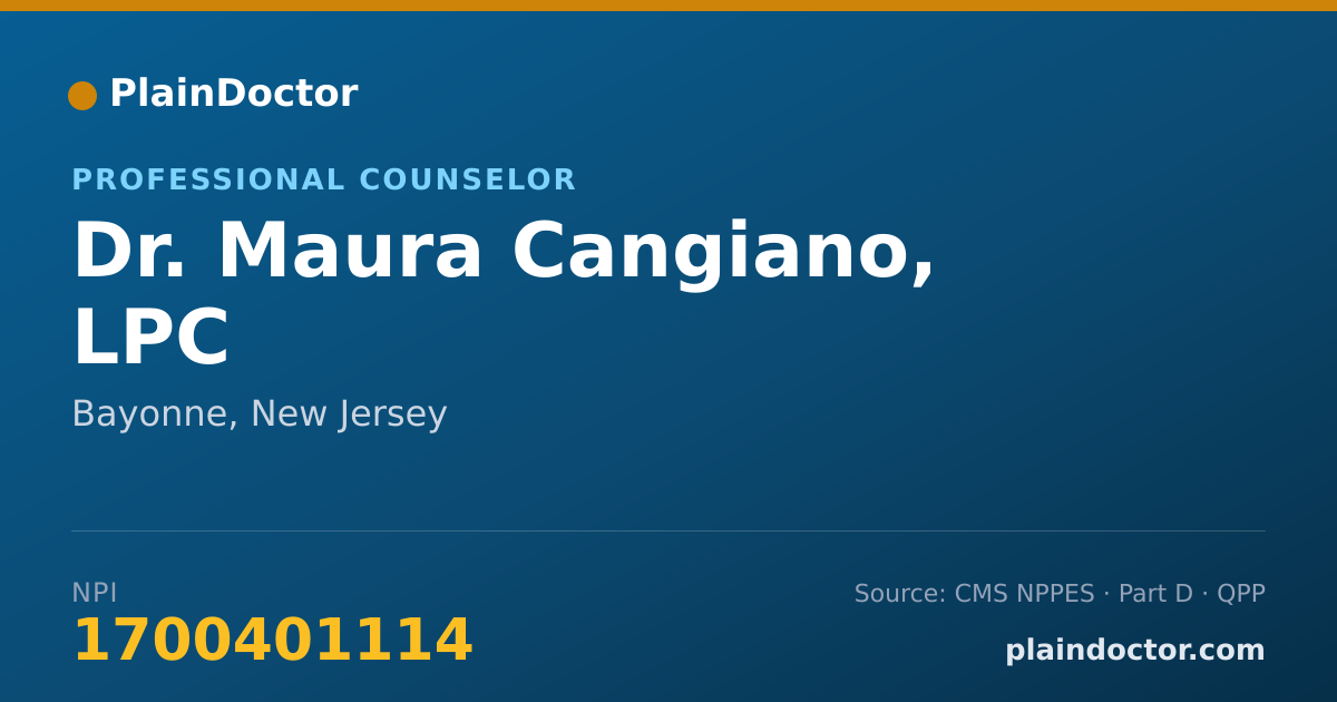 Shareable card for Maura Cangiano, LPC - Professional Counselor, Bayonne, NJ