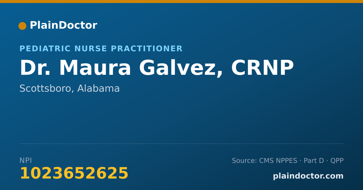 Shareable card for Maura Galvez, CRNP - Pediatric Nurse Practitioner, Scottsboro, AL