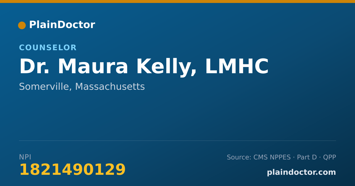 Shareable card for Maura Kelly, LMHC - Counselor, Somerville, MA