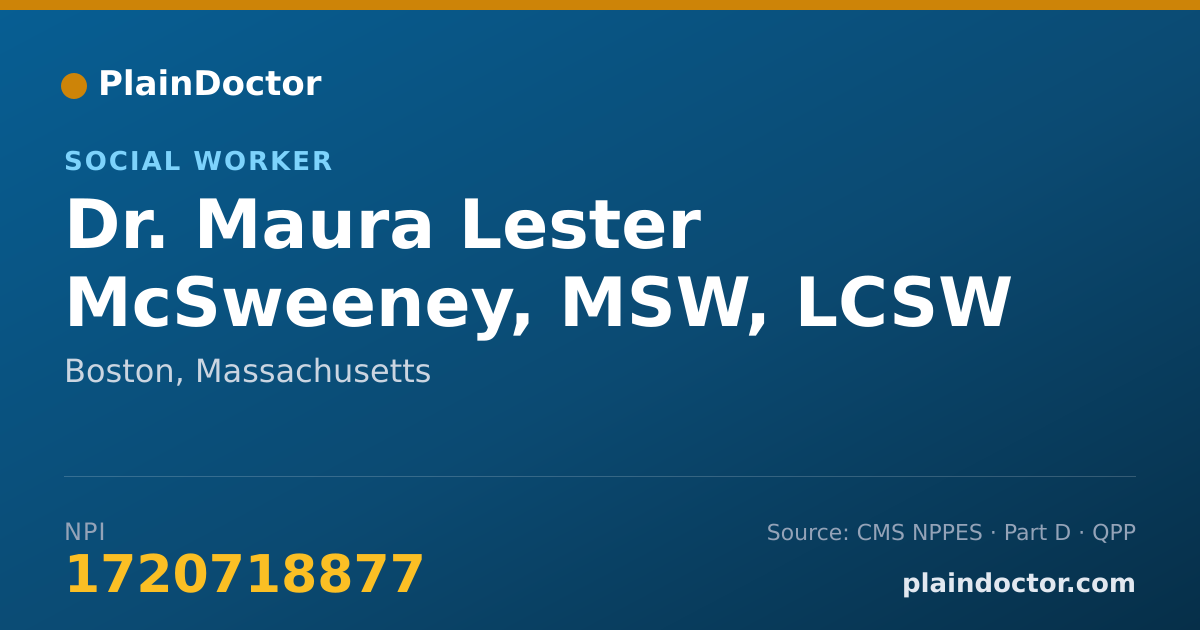 Shareable card for Maura Lester McSweeney, MSW, LCSW - Social Worker, Boston, MA