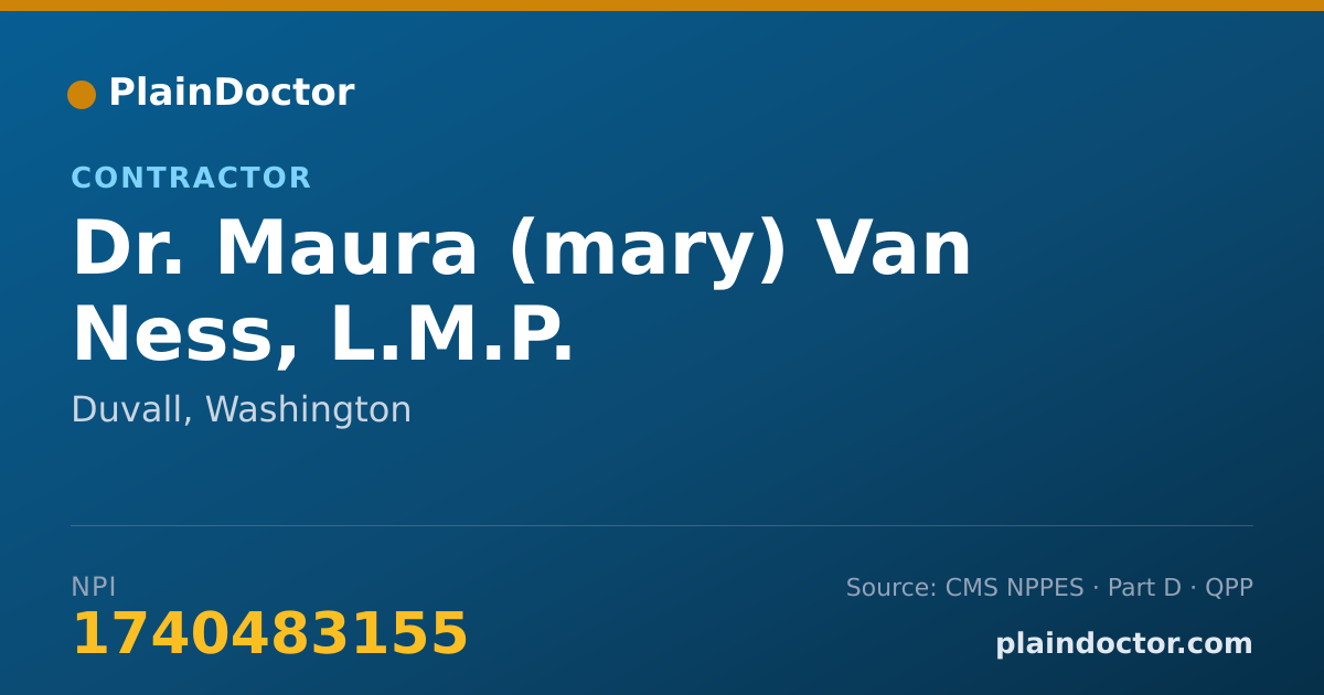 Shareable card for Maura (mary) Van Ness, L.M.P. - Contractor, Duvall, WA