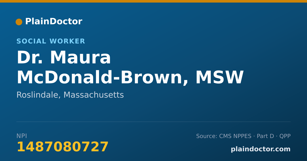 Shareable card for Maura McDonald-Brown, MSW - Social Worker, Roslindale, MA