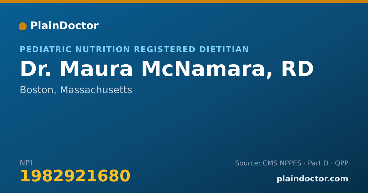 Shareable card for Maura McNamara, RD - Pediatric Nutrition Registered Dietitian, Boston, MA