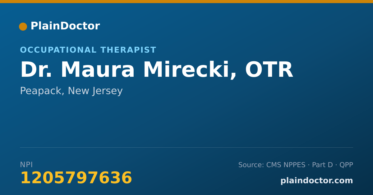 Shareable card for Maura Mirecki, OTR - Occupational Therapist, Peapack, NJ
