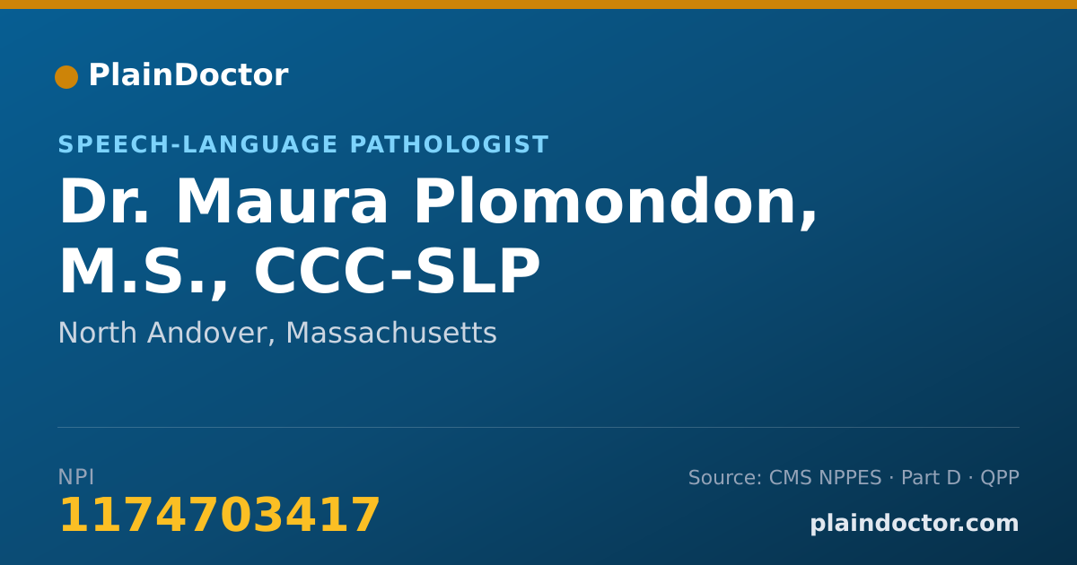Shareable card for Maura Plomondon, M.S., CCC-SLP - Speech-Language Pathologist, North Andover, MA