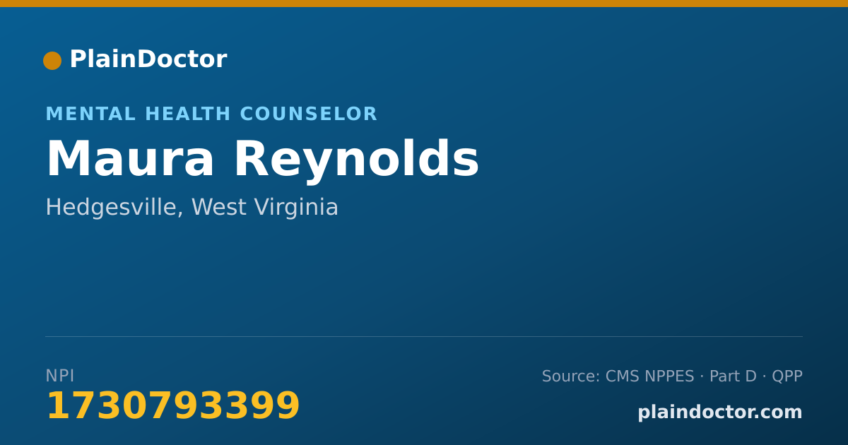 Shareable card for Maura Reynolds - Mental Health Counselor, Hedgesville, WV