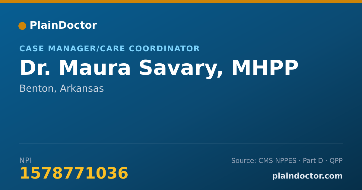 Shareable card for Maura Savary, MHPP - Case Manager/Care Coordinator, Benton, AR