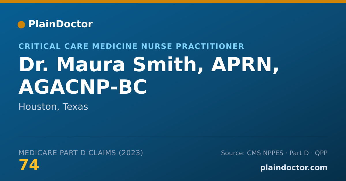 Shareable card for Maura Smith, APRN, AGACNP-BC - Critical Care Medicine Nurse Practitioner, Houston, TX