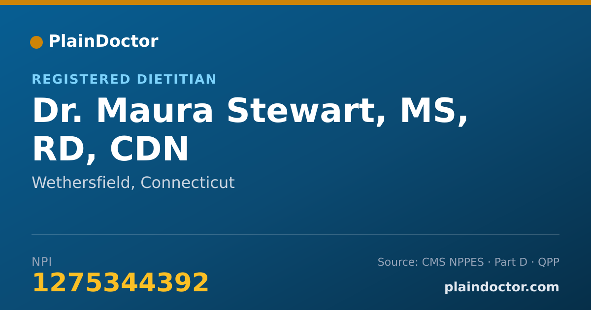 Shareable card for Maura Stewart, MS, RD, CDN - Registered Dietitian, Wethersfield, CT
