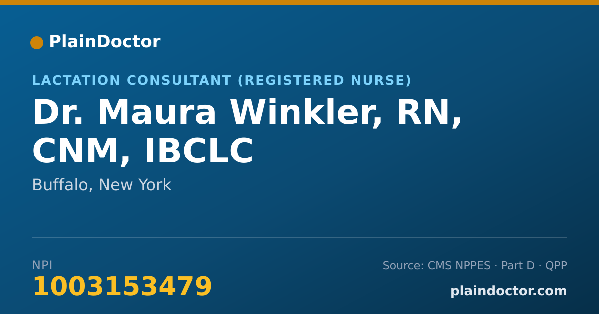 Shareable card for Maura Winkler, RN, CNM, IBCLC - Lactation Consultant (Registered Nurse), Buffalo, NY