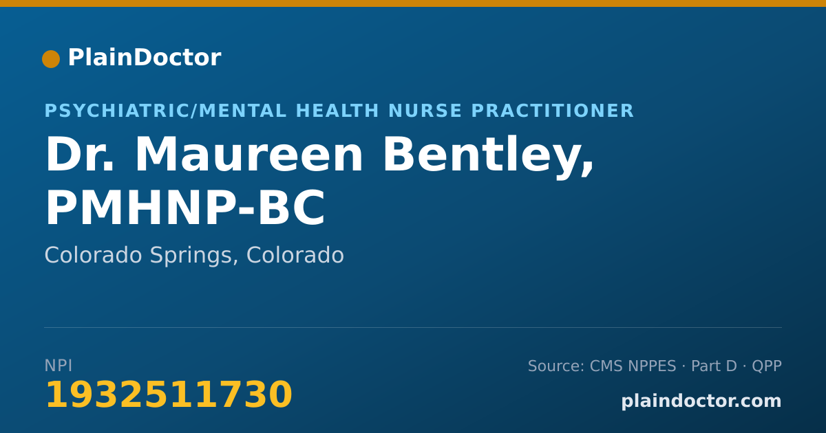 Shareable card for Maureen Bentley, PMHNP-BC - Psychiatric/Mental Health Nurse Practitioner, Colorado Springs, CO