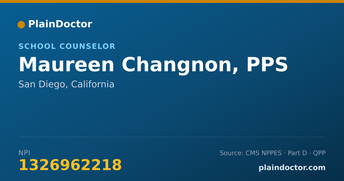 Shareable card for Maureen Changnon, PPS - School Counselor, San Diego, CA