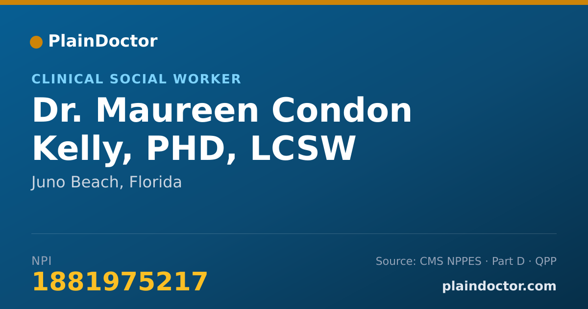 Shareable card for Maureen Condon Kelly, PHD, LCSW - Clinical Social Worker, Juno Beach, FL