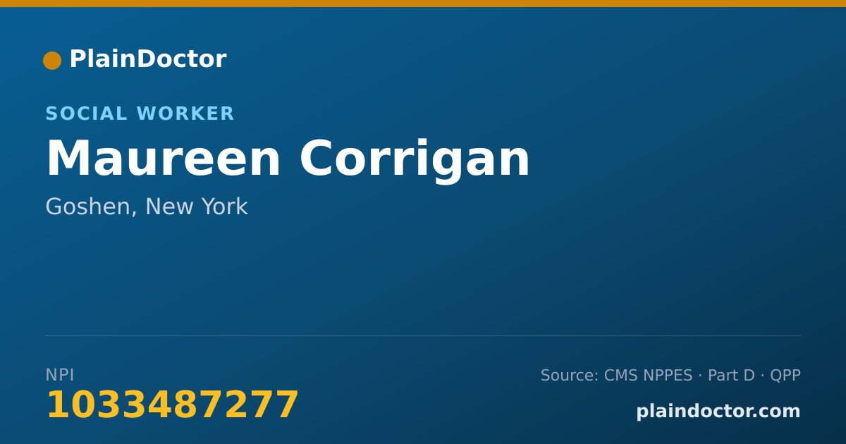 Shareable card for Maureen Corrigan - Social Worker, Goshen, NY