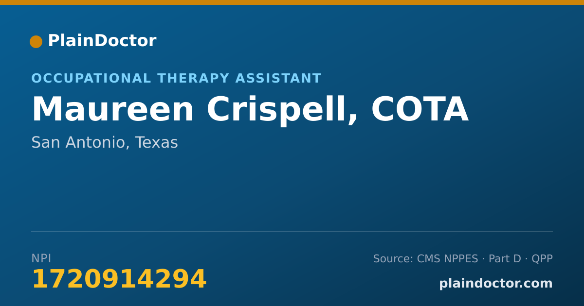 Shareable card for Maureen Crispell, COTA - Occupational Therapy Assistant, San Antonio, TX
