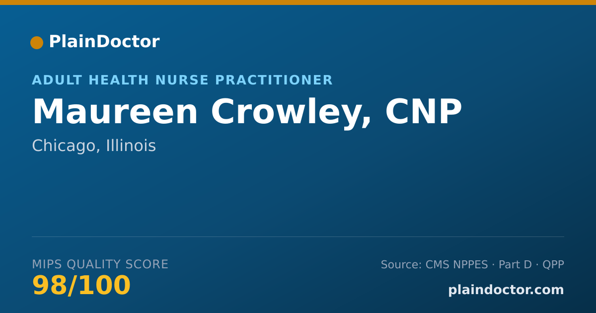 Shareable card for Maureen Crowley, CNP - Adult Health Nurse Practitioner, Chicago, IL
