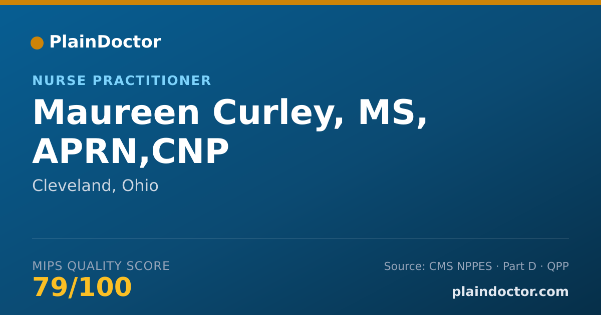 Shareable card for Maureen Curley, MS, APRN,CNP - Psychiatric/Mental Health Clinical Nurse Specialist, Cleveland, OH