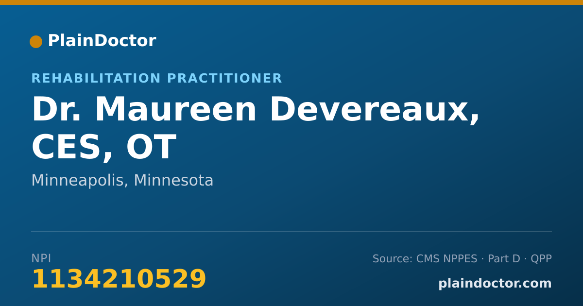 Shareable card for Maureen Devereaux, CES, OT - Rehabilitation Practitioner, Minneapolis, MN