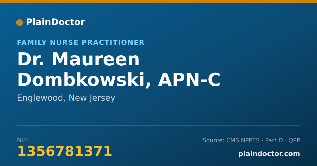 Shareable card for Maureen Dombkowski, APN-C - Family Nurse Practitioner, Englewood, NJ