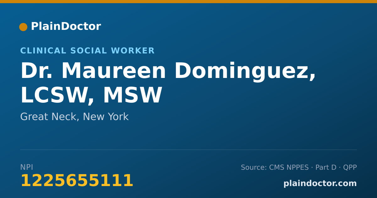 Shareable card for Maureen Dominguez, LCSW, MSW - Clinical Social Worker, Great Neck, NY