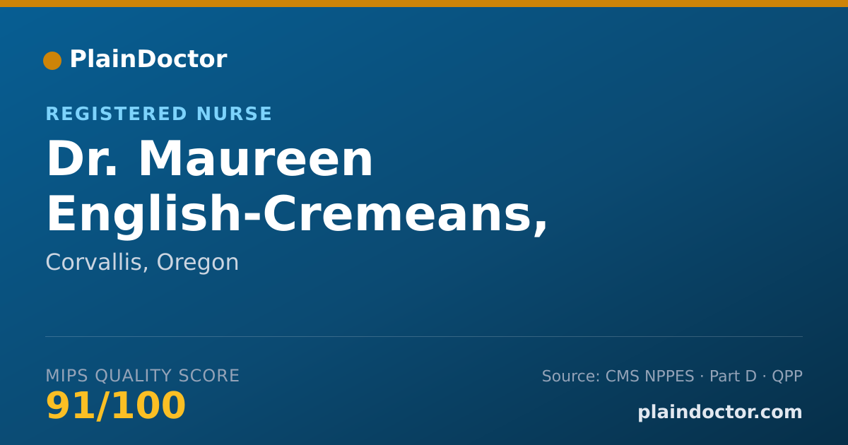 Shareable card for Maureen English-Cremeans, FNP-C - Registered Nurse, Corvallis, OR