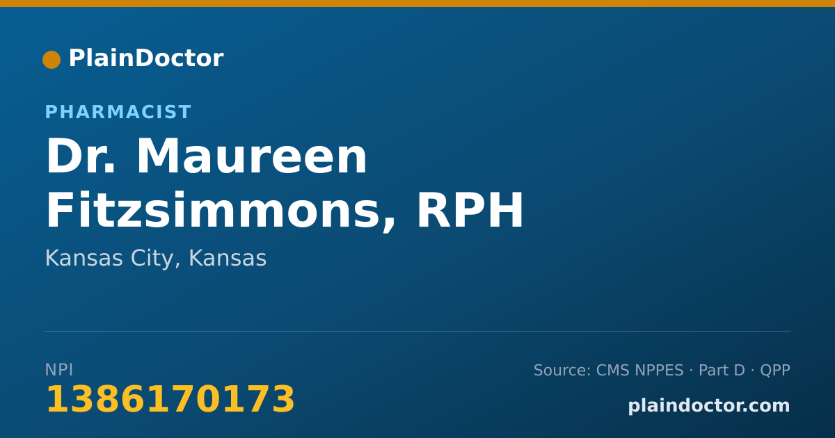 Shareable card for Maureen Fitzsimmons, RPH - Pharmacist, Kansas City, KS